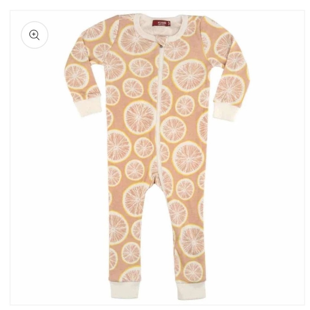 Milkbarn Cream and Orange Kids Pajamas